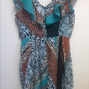 Bisou Bisou Dress Boho Inspired Turquoise Size 4